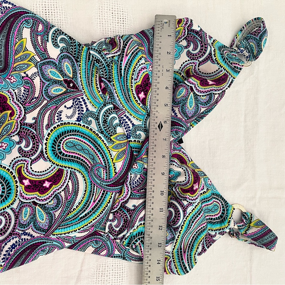 Anne Cole wrap paisley print tankini top adjustable straps bra padding sz 8 - Picture 5 of 8